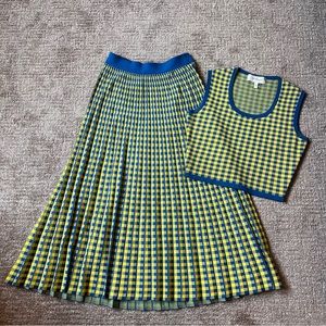 Derek Lam 10 Crosby Pleated Gingham Midi Skirt Set